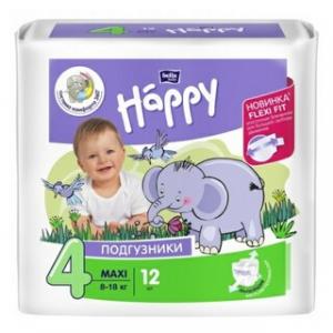 Подгузники гигиен. д/детей bella baby Happy MAXI 8-18 кг 12 шт.